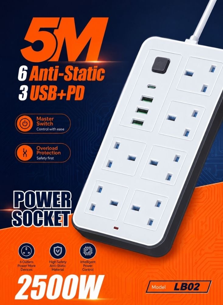 PowerUp 6 Socket Power Extension Board - Image 1