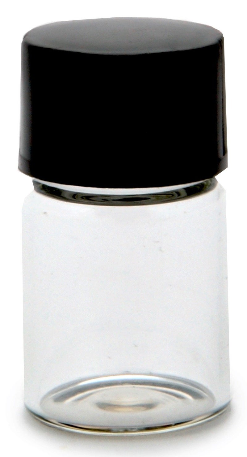 Vivaplex, 24, Clear, 1 ml (1/4 Dram) Glass Bottles, with Orifice Reducers and Black Caps - Image 5