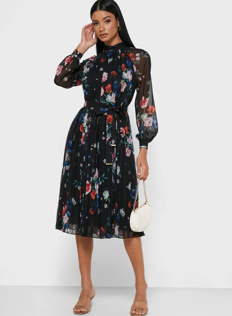 Ted Baker Naniro Floral Print Pleated Dress