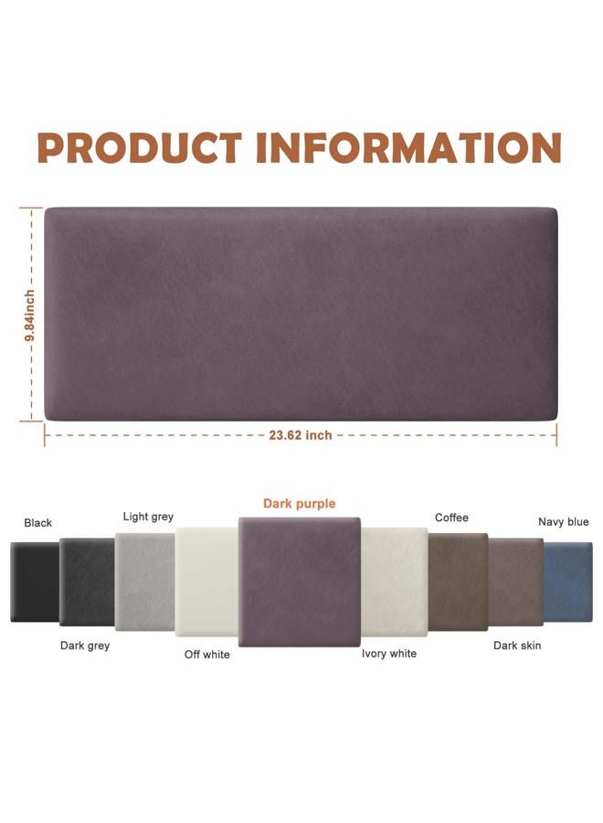 IFNOW Wall Mounted Upholstered Headboard King, 3D Peel and Stick Soundproof Panels, Reusable and Removable Padded Leather Bed Headboard, 12 Panels 9.84" x 23.62", Dark Purple - Image 2