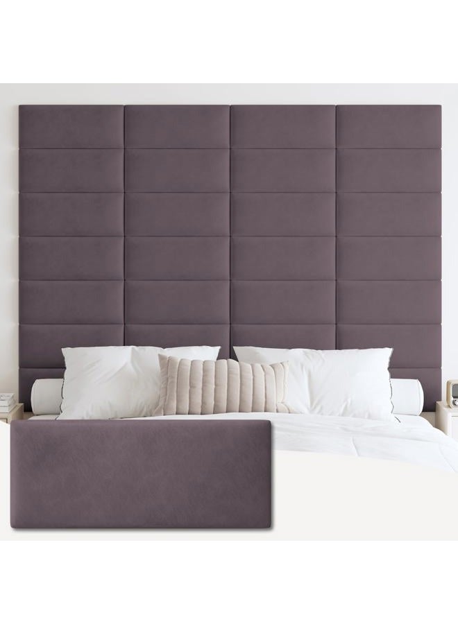 IFNOW Wall Mounted Upholstered Headboard King, 3D Peel and Stick Soundproof Panels, Reusable and Removable Padded Leather Bed Headboard, 12 Panels 9.84" x 23.62", Dark Purple - Image 1