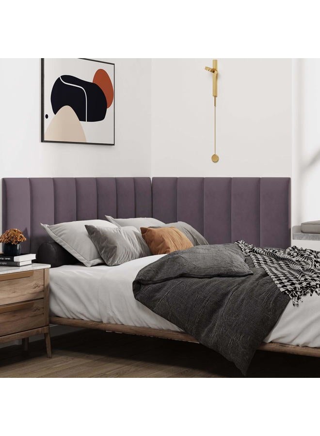 IFNOW Wall Mounted Upholstered Headboard King, 3D Peel and Stick Soundproof Panels, Reusable and Removable Padded Leather Bed Headboard, 12 Panels 9.84" x 23.62", Dark Purple - Image 4