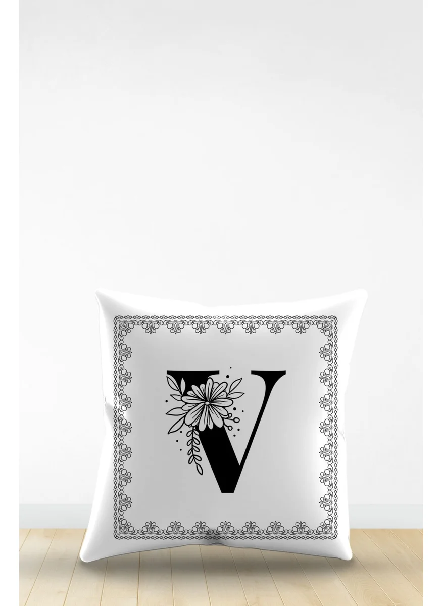 Artavessa Double Sided Digital Printed Letter V Decorative Faux Leather Throw Pillow Cover