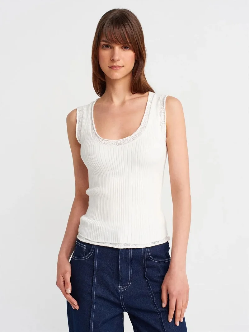 ديلفين Dilvin Ribbed Sleeveless Cami Blouse