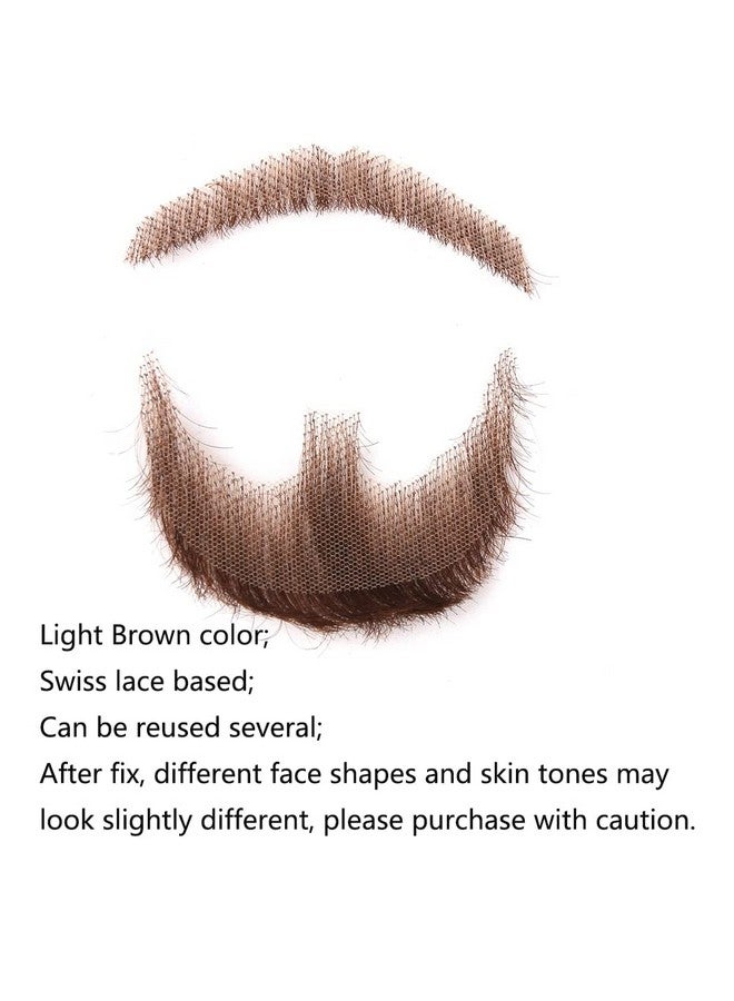 CliCling Human Hair Brown Fake Face Beard And Mustache For Adults Men Realistic Makeup Lace Invisible False Beards - Image 3