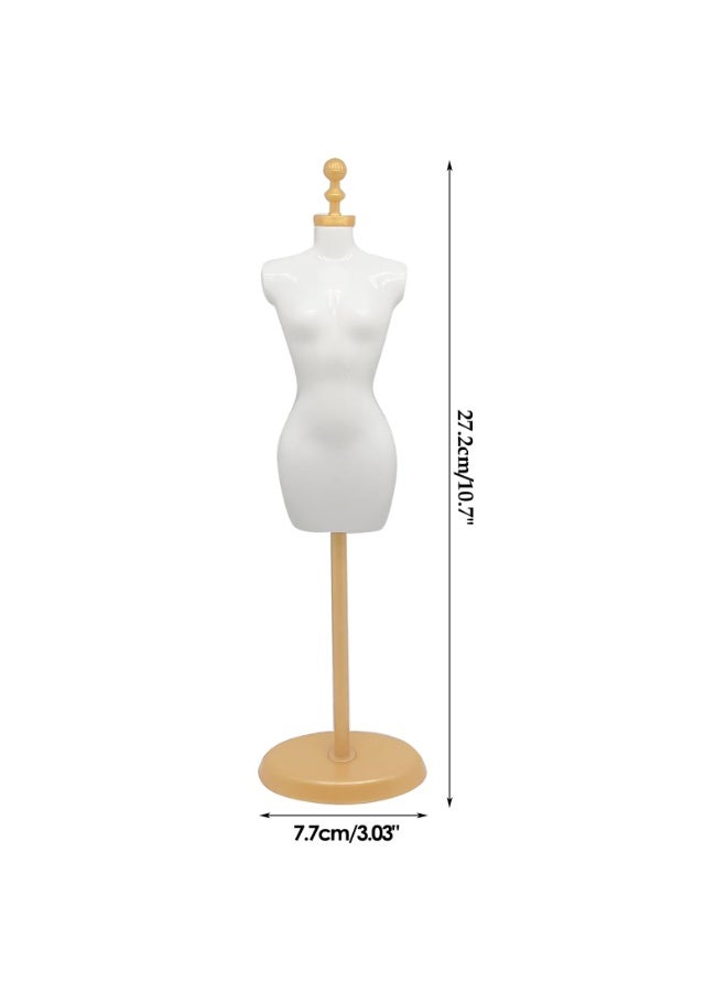 4 Pcs Mini Female Mannequin Torso Dress Form with Base Stand, White/Gold Display Manikin - Image 3