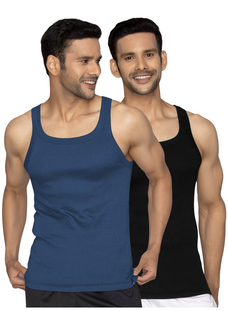 اكس واي اكس اكس XYXX صدرية رجالية سادة بقصّة عادية من القطن الممشط، عبوة من قطعتين - Image 1