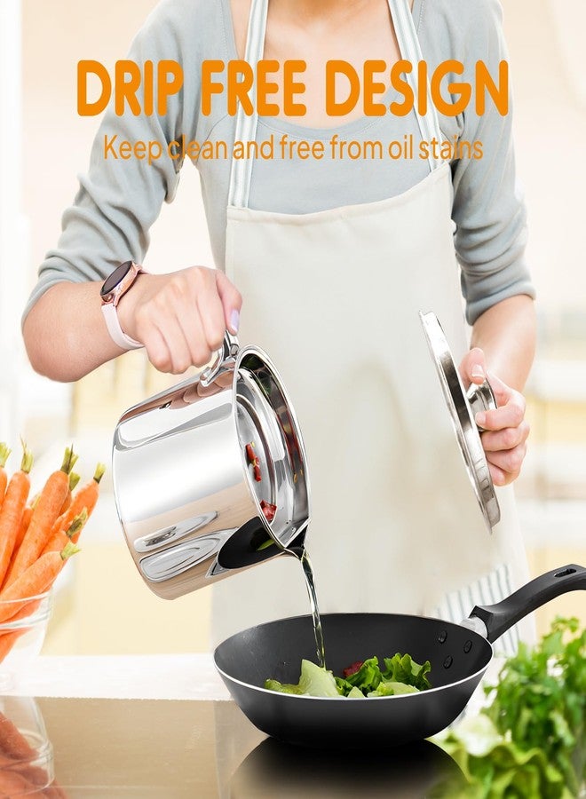 Chihee Grease Container Stainless Steel Bacon Grease Saver with Fine Mesh Strainer 2L / 67.6 fl oz Cooking Oil Keeper Stoarge Can with Dust-proof Lid Non-slip Tray for Kitchen Frying - Image 5