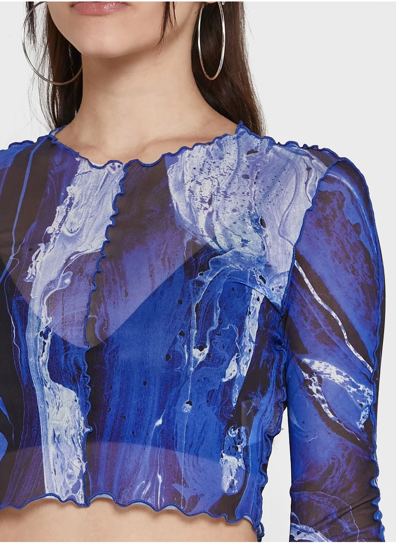 MONKI Mesh Detail Crop Top