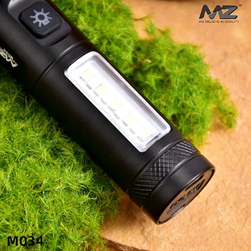 MZ M034 (Rechargeable LED Metal Torch) Zoomable with 3 Modes Flashlight, Super Bright 80W LED Light with 1200mAh Battery - Image 3