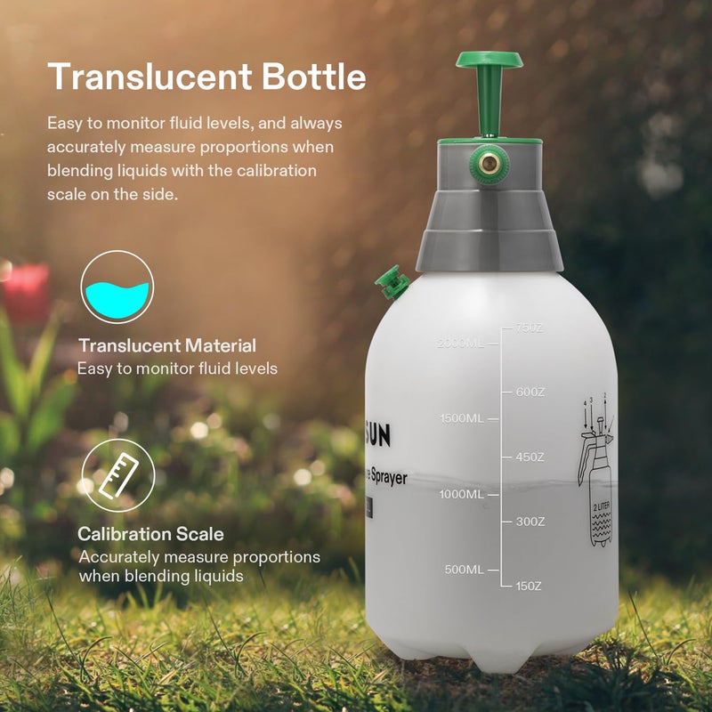 VIVOSUN 0.5Gal Handheld Garden Sprayer, 2L Pump Sprayer, 68 Oz Water Spray Bottle with Safety Valve, Adjustable Nozzle, Extended Spray Rod & Additional Seals, Ideal for Watering, Fertilizing, Cleaning - Image 5