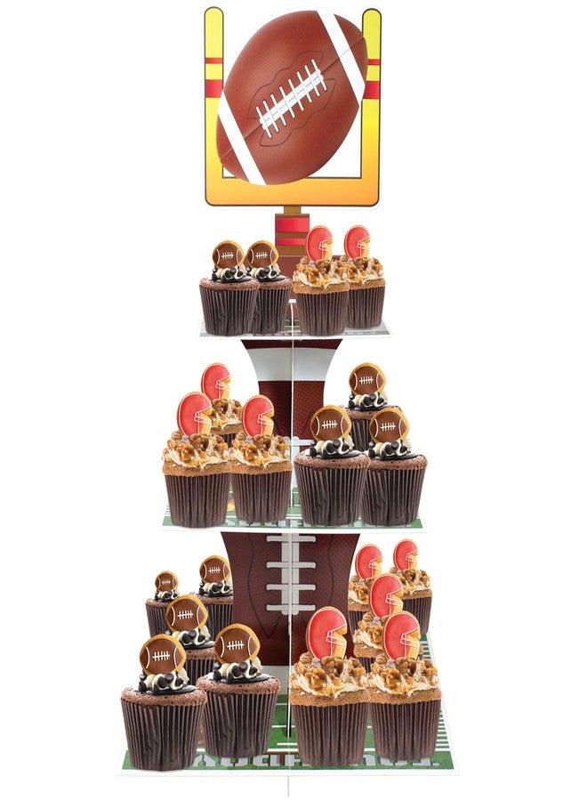 BASHOUT Football Party Cupcake Stand | 3 Tier Super Fun Football Party Dessert Tower | Big Game Football Mini Cake Stand | Game Day Football Party Supplies | Sports Theme Birthday Party Cupcake Stand |BASHOUT - Image 3