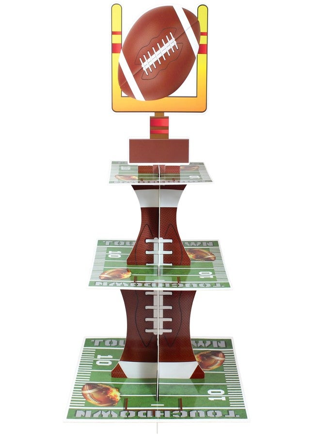 BASHOUT Football Party Cupcake Stand | 3 Tier Super Fun Football Party Dessert Tower | Big Game Football Mini Cake Stand | Game Day Football Party Supplies | Sports Theme Birthday Party Cupcake Stand |BASHOUT - Image 2