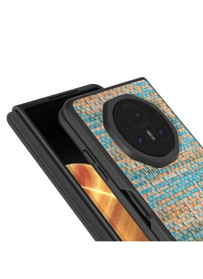 The Bros Phone Case For Honor Magic V3 Black Frame Color Lattice Texture PU Phone Phone Case  - Image 4
