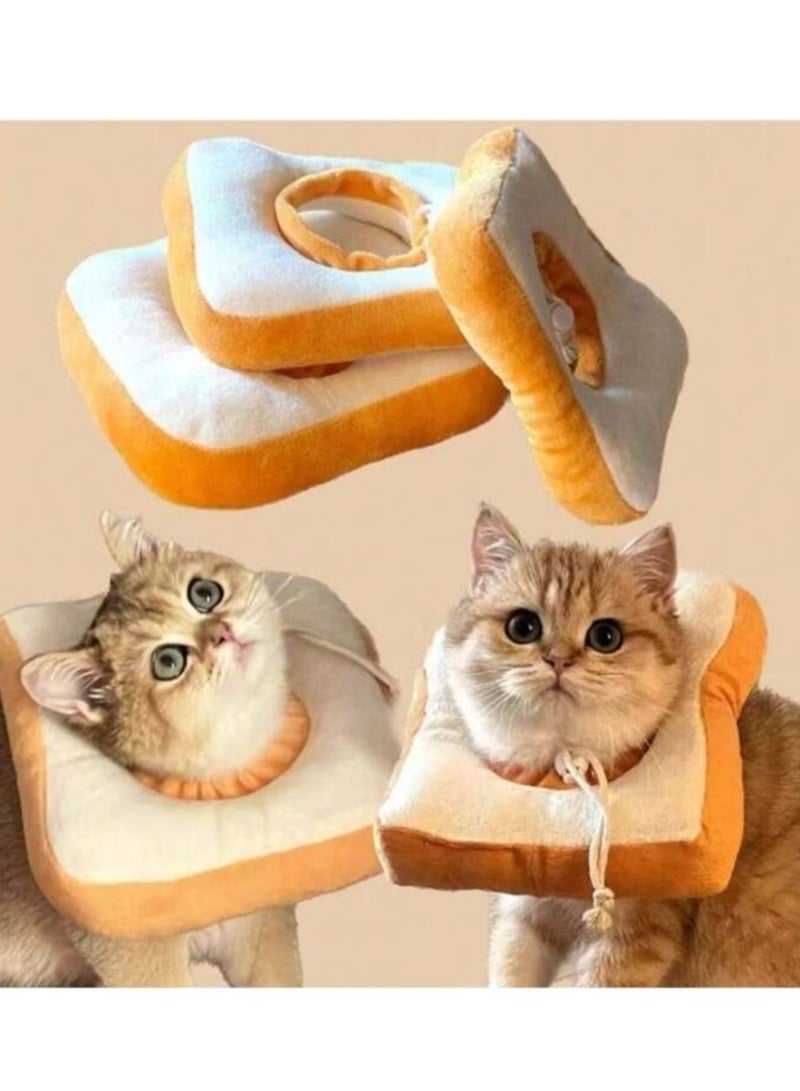 A.M Creative Soft Bread Slice Collar for Cat, Toast Bread-Shaped Cat Headdress, Pet Cat Cosplay Makeup Cap, Pet Cartoon Costume, Cat Dressing Up Props, Toast Shape Pet Headgear - Image 1