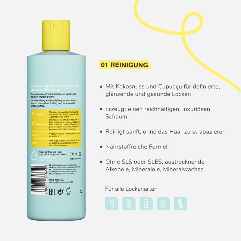 Imbue Curl Liberating Sulfate Free Shampoo for Wavy and Curly Tresses - Enhances Curls, Fights Frizz and Dryness | 13.5 fl oz, Curly Girl Compliant & Vegan Formula - Image 3