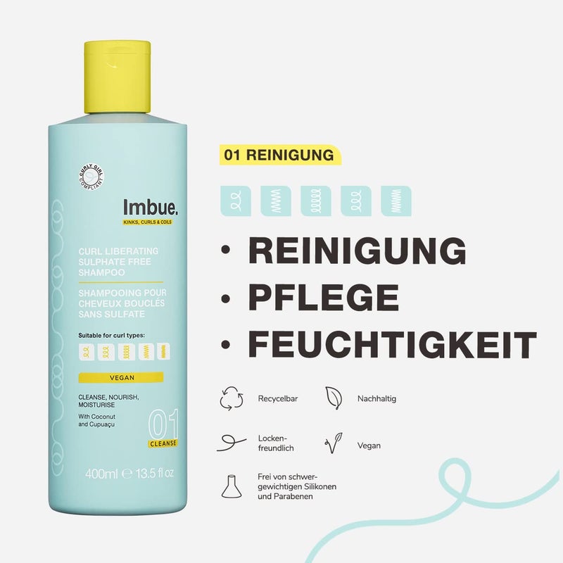 Imbue Curl Liberating Sulfate Free Shampoo for Wavy and Curly Tresses - Enhances Curls, Fights Frizz and Dryness | 13.5 fl oz, Curly Girl Compliant & Vegan Formula - Image 2