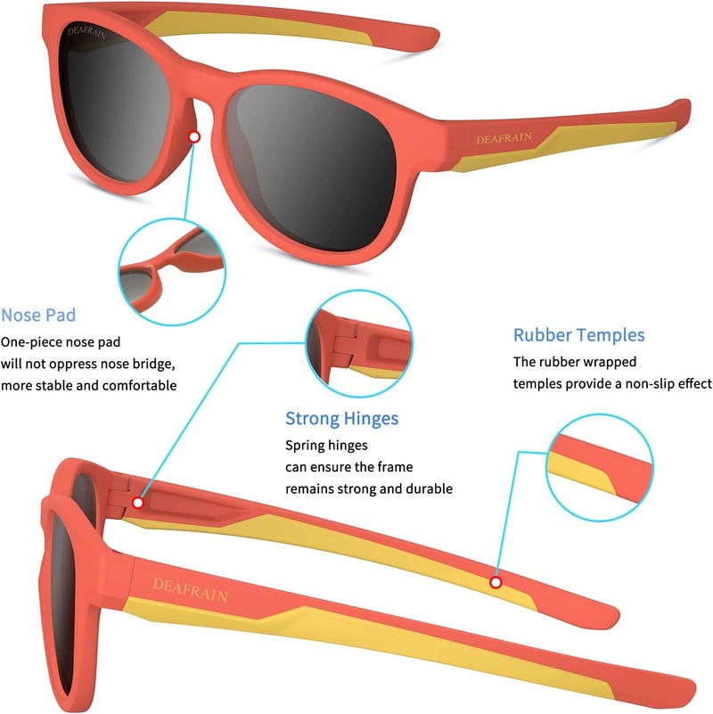 DEAFRAIN Store Kids Polarized Sunglasses for Boys Girls TPEE Flexible Frame Sports Baseball Running Cycling Glasses for Age 5-13 - Image 4