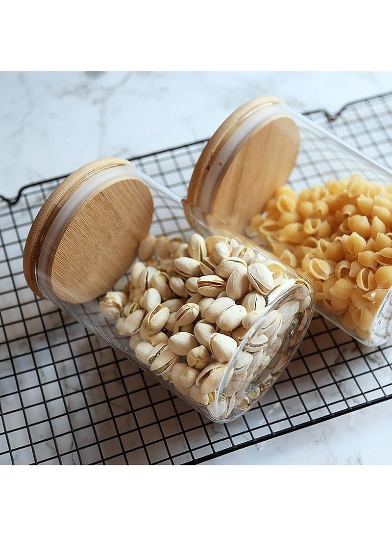 لوفت عبوة من 4 برطمانات تخزين زجاجية بغطاء محكم من الخيزران، برطمان زجاجي لتخزين الطعام، عبوات زجاجية شفافة للمطبخ لتخزين حبوب القهوة والسلع الجافة والحلوى والشاي والتوابل والمزيد - 135027/1 - Image 3