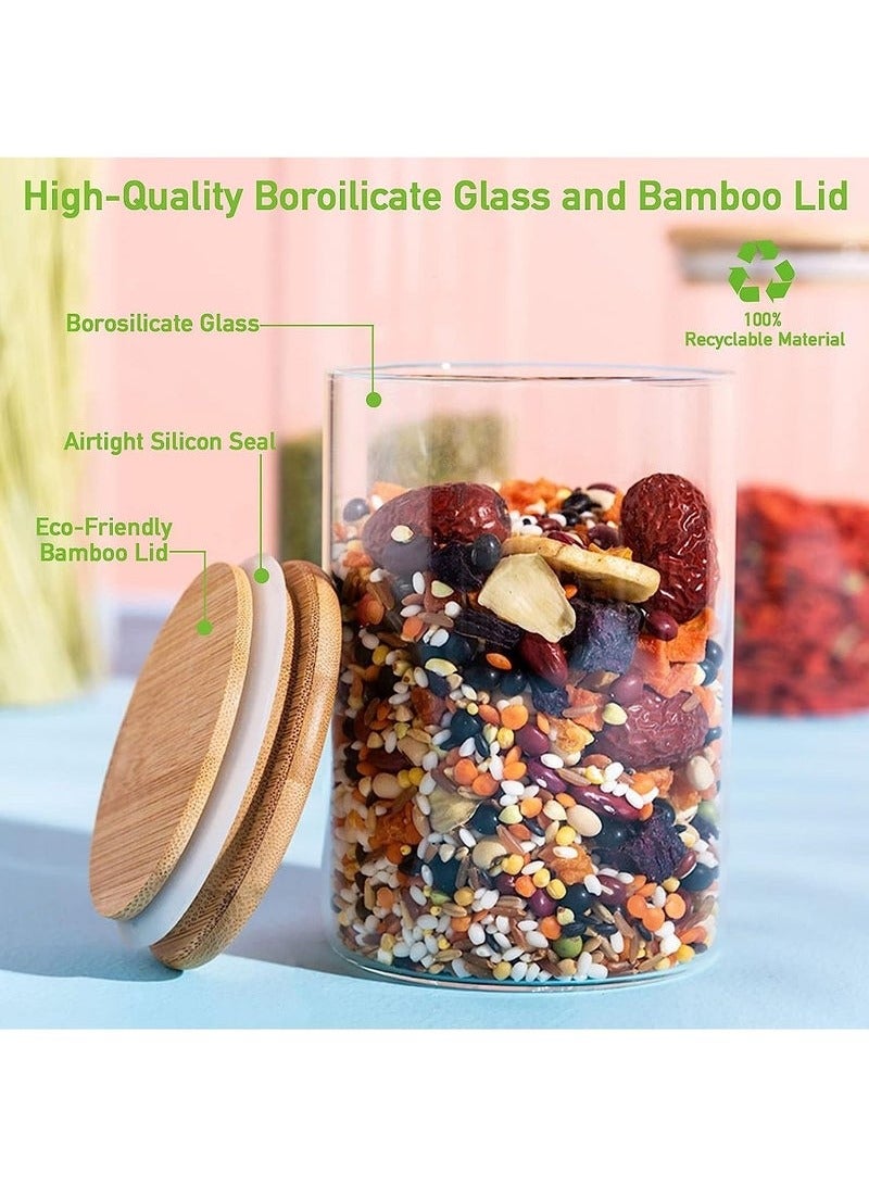 لوفت عبوة من 4 برطمانات تخزين زجاجية بغطاء محكم من الخيزران، برطمان زجاجي لتخزين الطعام، عبوات زجاجية شفافة للمطبخ لتخزين حبوب القهوة والسلع الجافة والحلوى والشاي والتوابل والمزيد - 135027/1 - Image 5