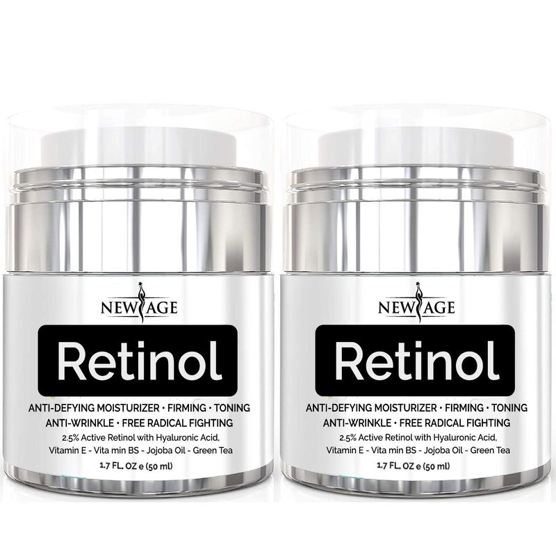 NEW AGE Retinol Cream Neck  Facial Moisturizer Serum with Hyaluronic Acid Vitamin E  Anti Aging Formula Reduces Wrinkles Fine LinesDay and Night Cream 17 Fl Oz  2 Pack  Retinol