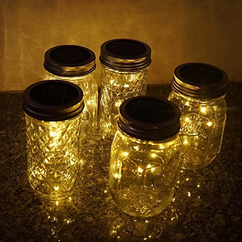 Miaro 6 Pack Mason Jar Lights, 10 LED Solar Warm White Fairy String Lights Lids Insert for Garden Deck Patio Party Wedding Christmas Decorative Lighting Fit for Regular Mouth Jars - Image 5