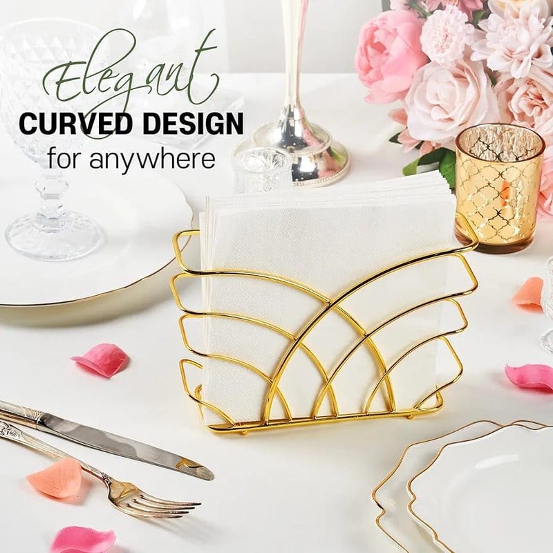CentraLit حامل مناديل حديث لطاولة الطعام والمطبخ - حامل ورق مناديل لتزيين المنزل، مطعم، منظم موزع (ذهبي) - Image 4