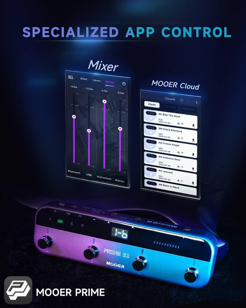 Mooer معالج المؤثرات المتعددة MOOER S1، دواسات جيتار كهربائية ستيريو مع وحدة تحكم لاسلكية بدواسة قدم 2 في 1 126 تأثيرات جيتار، مو tuner 10 ميترو نوم 40 آلة طبول 80s لوبر تسجيل OTG USB - Image 3