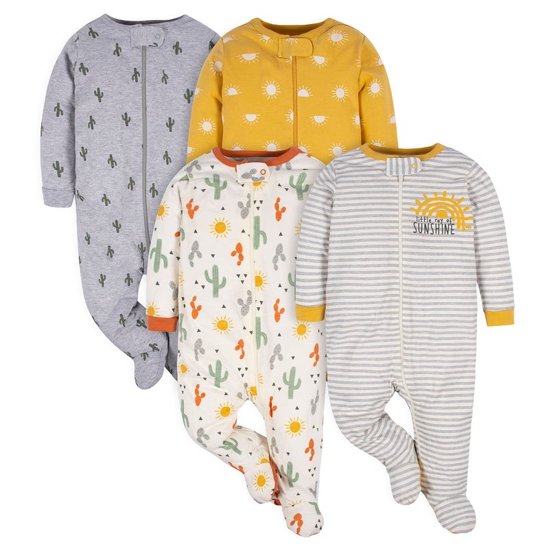 Gerber Unisex Baby 4 Pack 'N Play Footie And Toddler Sleepers, Southwest, Newborn US - Image 1