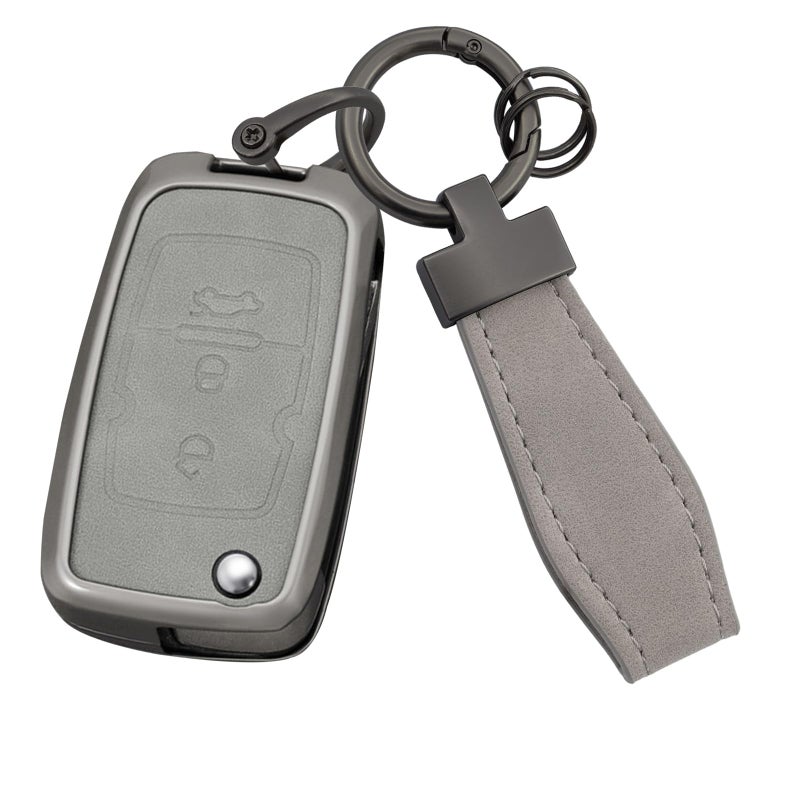F Type Gray Leather Zinc Alloy Key Fob Cover For Geely Emgrand X7 EX7 Coolray 2019 2020 - Image 2