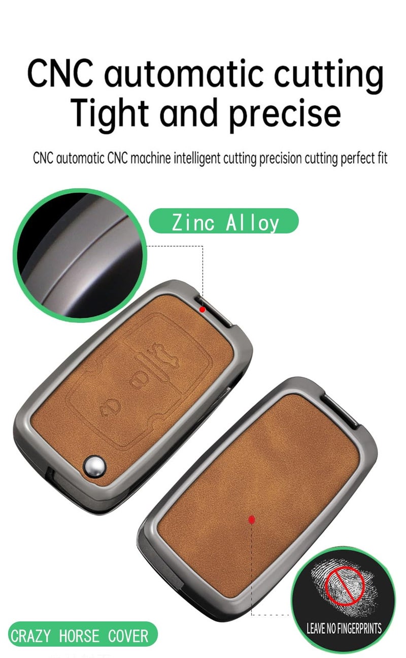 F Type Gray Leather Zinc Alloy Key Fob Cover For Geely Emgrand X7 EX7 Coolray 2019 2020 - Image 4
