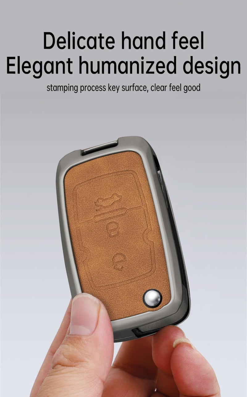 F Type Gray Leather Zinc Alloy Key Fob Cover For Geely Emgrand X7 EX7 Coolray 2019 2020 - Image 5