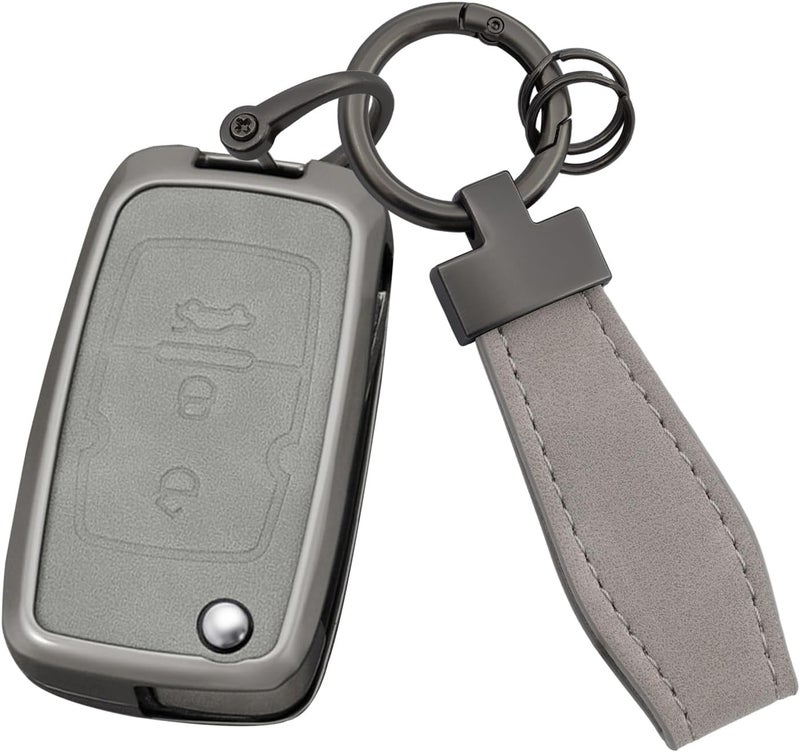 F Type Gray Leather Zinc Alloy Key Fob Cover For Geely Emgrand X7 EX7 Coolray 2019 2020 - Image 1