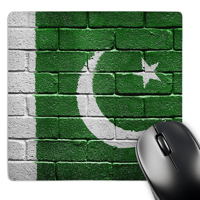 3dRose LLC 8 x 8 x 0.25 Inches Mouse Pad, National Flag of Pakistan Painted onto A Brick Wall Pakistani (mp_156961_1) - Image 1