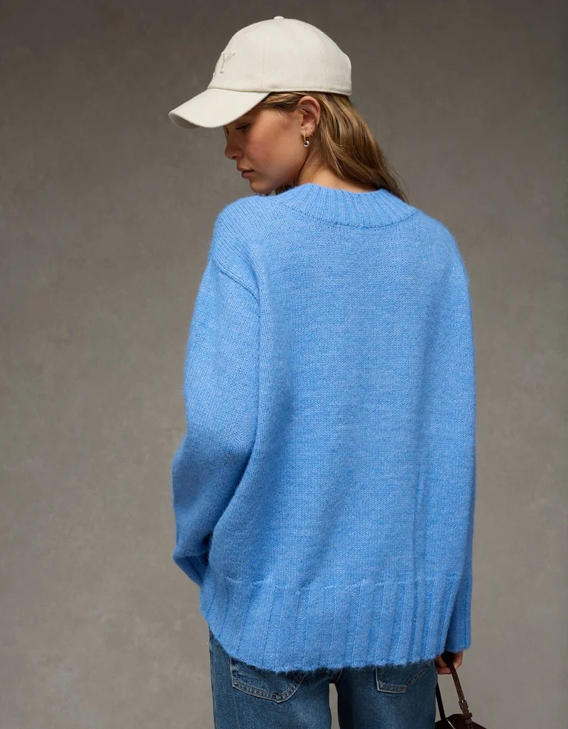 American Eagle  AE Oversized Faux Mohair Wide Cuff Sweater for Women | Best Price UAE