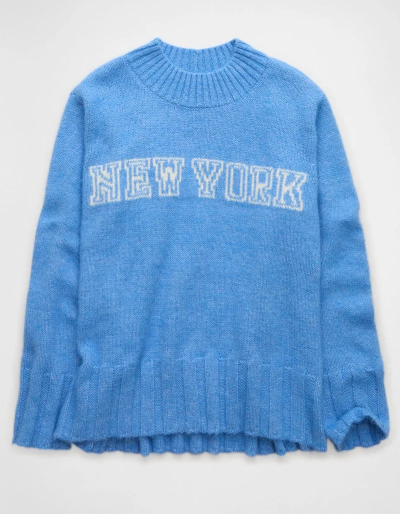 American Eagle  AE Oversized Faux Mohair Wide Cuff Sweater for Women | Best Price UAE