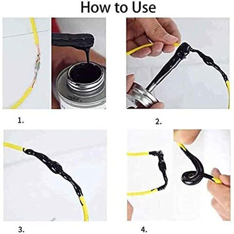 comfrt 2 Pcs Liquid Insulation Tape 2 Colors Electrical Sealant Tape Paste for Wires Silicone Rubber Insulating Waterproof Liquid Tape(Single 30ml) (Black) - Image 3