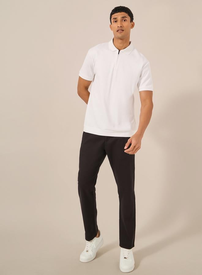 Styli Textured Concealed Zipper Polo T-Shirt  - Image 2