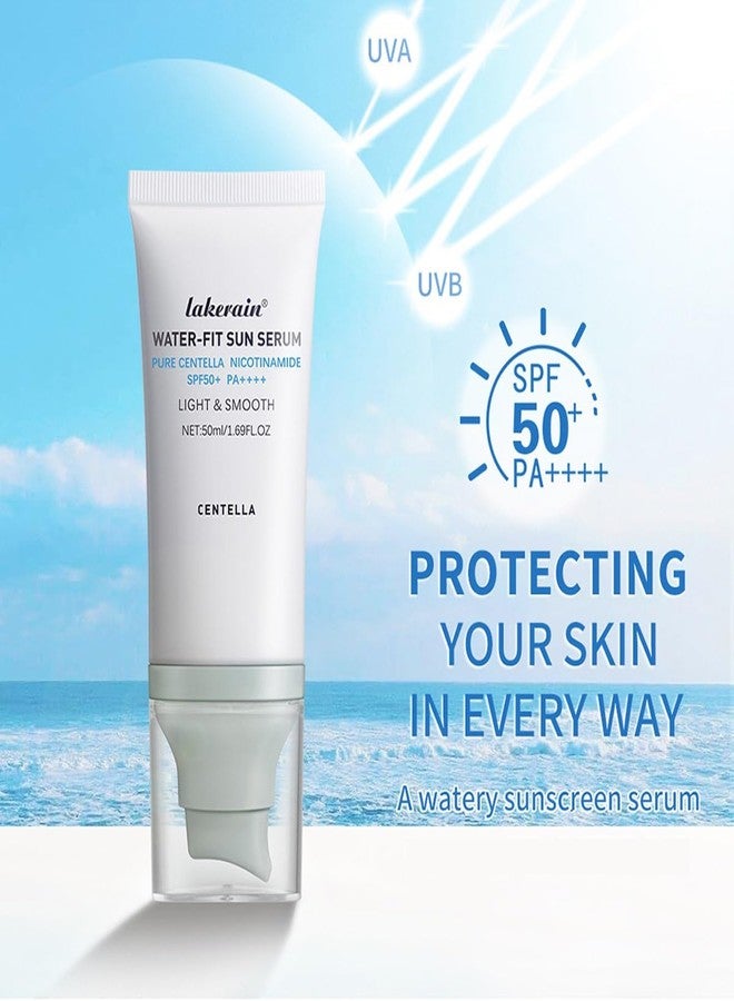 wenfeng Centella Sunscreen SPF 50,Centella Hyalu Cica Water-Fit Sun Serum,2 Pcs - Image 2