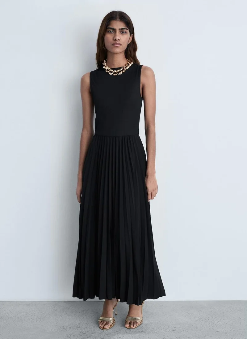 MANGO Pleated Midi Dress