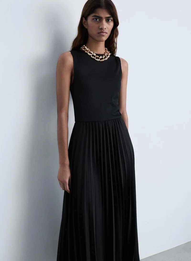 MANGO Pleated Midi Dress