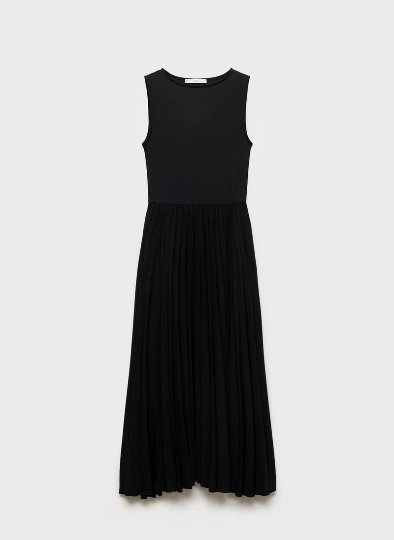 MANGO Pleated Midi Dress