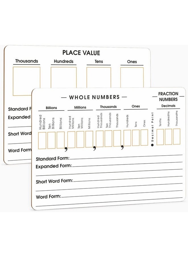 Scribbledo SCRIBBLEDO 10 Pack Place Value Board 9" x 12" Double Sided Dry Erase Boards for Kids for Teaching Place Values from Billions to Decimal Numbers Math Manipulative Lapboard for Teachers School Classroom  - Image 2