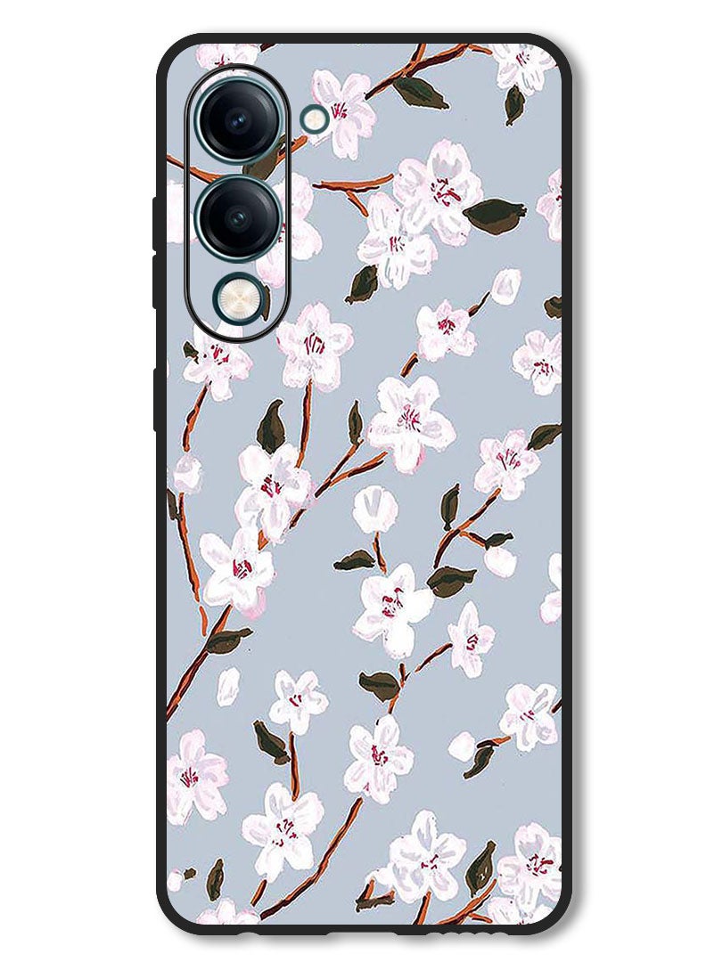 Theodor Case Compatible with Vivo Y29s Protection Shockproof Bumper Cover White Flower - Image 1