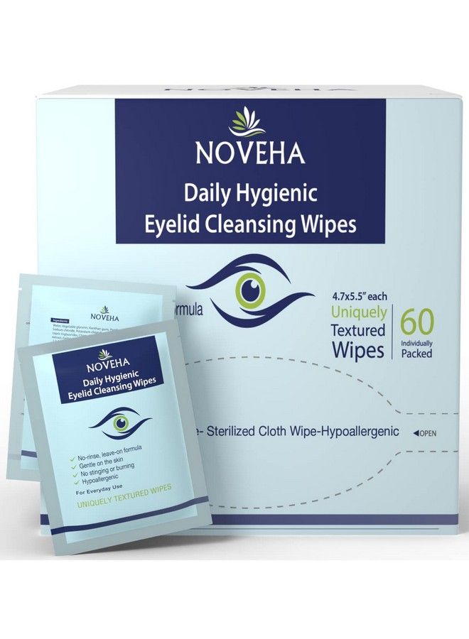 NOVEHA Daily Hygienic Eyelid & Lash Wipes | For Blepharitis & Itchy Eyes Demodex | Box Of 60 Individually Wrapped Eyelash Wipes Natural Makeup Remover & Daily Cleanser  - Image 1