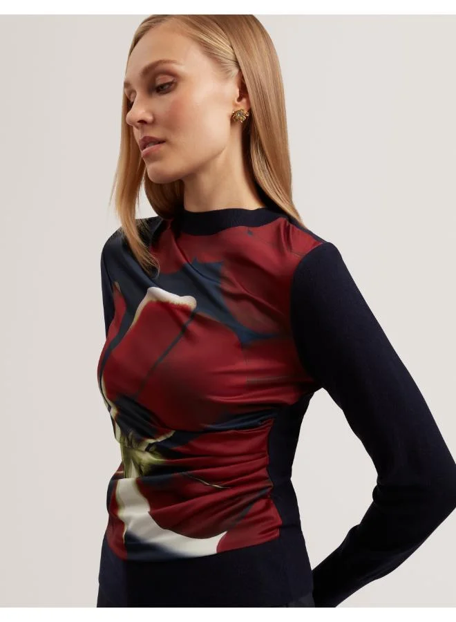 Ted Baker  Printed Draped Front Knitted Top for Women | Best Price UAE
