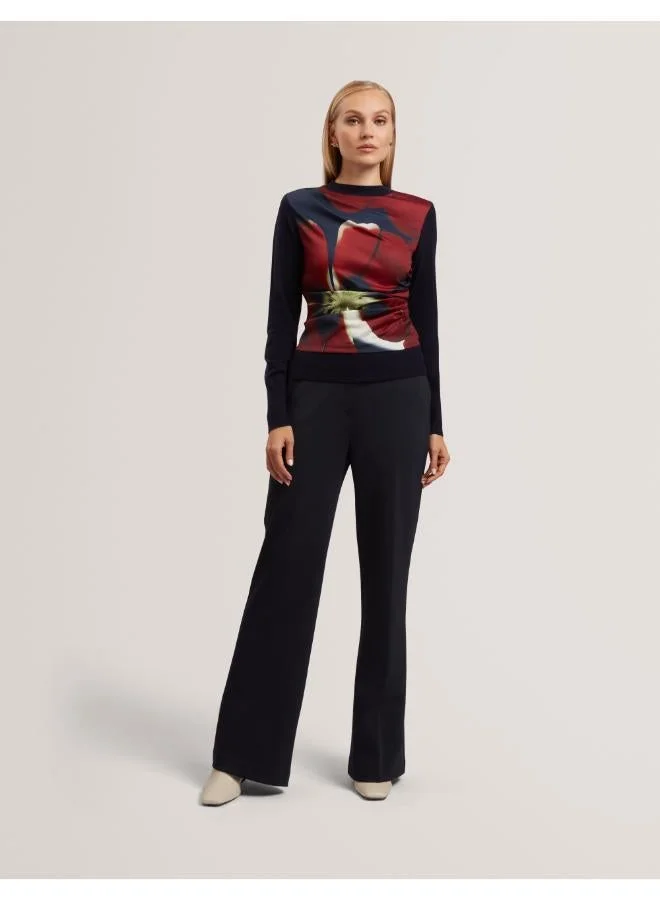 Ted Baker  Printed Draped Front Knitted Top for Women | Best Price UAE