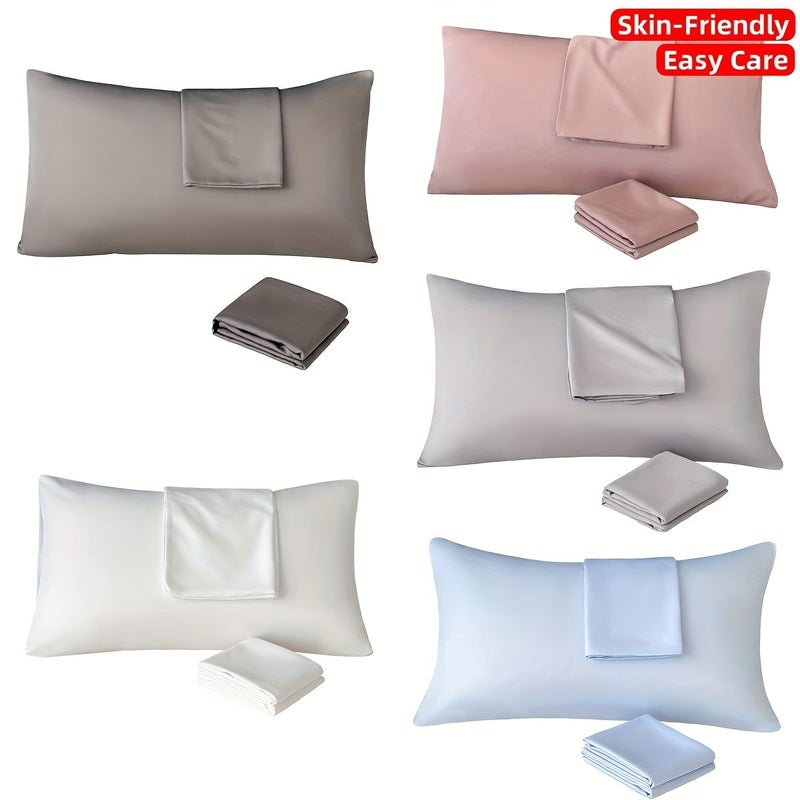 Cooling Pillowcase Set Queen Size 2 Pack Light Grey Machine Washable Soft - Image 1