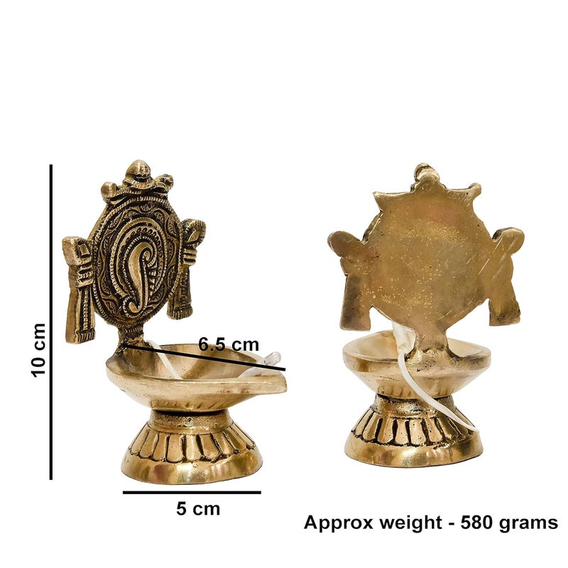 Bhimonee Decor by Modern Gift Centre Pure Brass Shanku Chakra Electric Bulb Lights DiyaDeepDeepak for PoojaPujaMandir Diwali Festival DecorationPair - Image 3