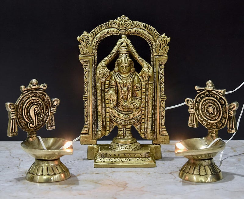 Bhimonee Decor by Modern Gift Centre Pure Brass Shanku Chakra Electric Bulb Lights DiyaDeepDeepak for PoojaPujaMandir Diwali Festival DecorationPair - Image 4